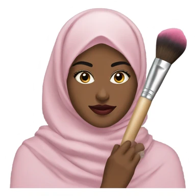 Hijabi-with-lipstick-holding-makeup-brushes sticker