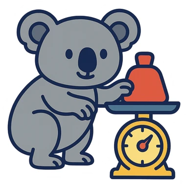 koala weighing something on a scale sticker