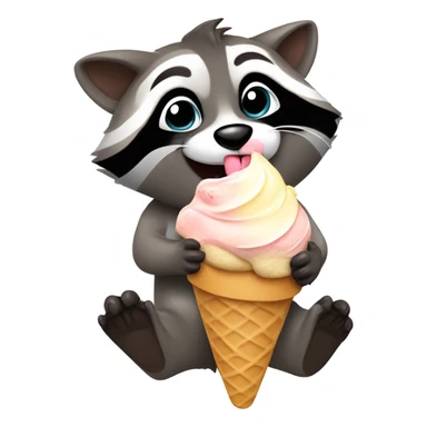 Raccoon eating ice cream sticker