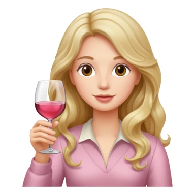 Person long wavy hair with light pink wine sticker