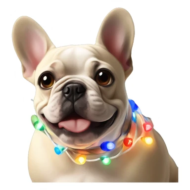 Frenchie with Christmas lights sticker