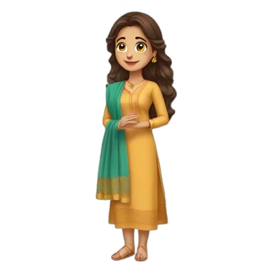 cute women in kurti dupatta sticker