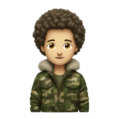 a white boy with fluffy hair and camo jacket sticker
