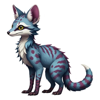 Feral Rare Fantasy dark colorful Vernid-Sergal-Genet-Trico-species by LiLaiRa, random markings, tufted tail, tufted ears, full body sticker