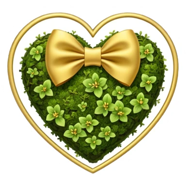 mossy forest heart with a gold bow decorated with heart pattern on the bow sticker