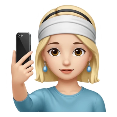 girl with headband taking selfie sticker