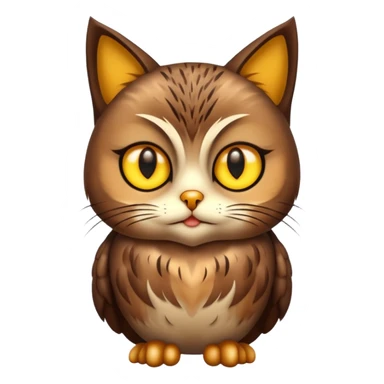 A cat with a owl body sticker