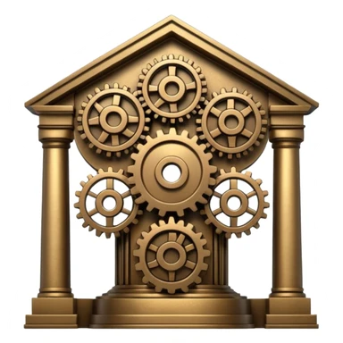 Bank with cogs sticker