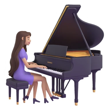 woman with extremely long hair playing the piano sticker