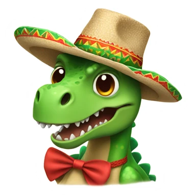 Dinosaur wearing a Mexican hat sticker