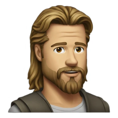 Brad Pitt with a very long beard sticker