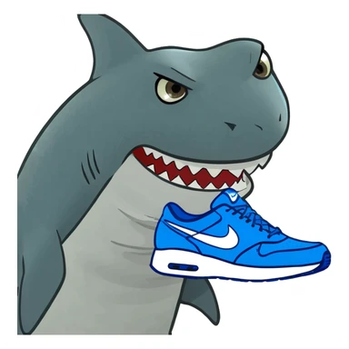 a shark with blue nike shoes sticker