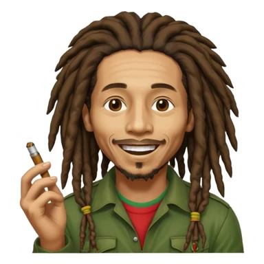 Bob Marley version cartoon smoked weed sticker