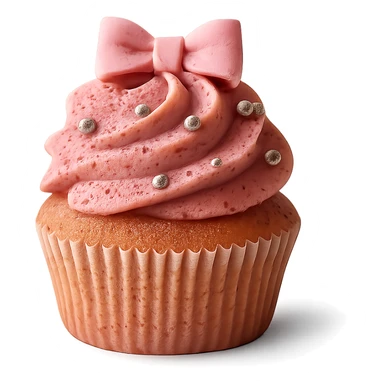 Change the icing to strawberry flavor, keep the realistic cupcake and accessories, photorealistic style, transparent background. Maintain the realistic look and details of the cupcake and accessories while changing the icing to strawberry. sticker