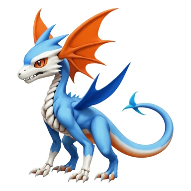Skeletal Koraidon-Veemon-Digimon-Latias-Peppercat-Pokémon-Flamedramon-fusion-creature, Full body  sticker