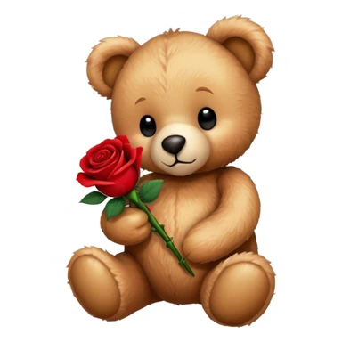 Teddy bear holding a red rose sticker
