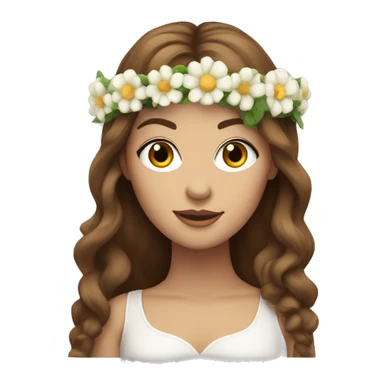white female singer with long brown hair wearing a flower crown on her head sticker