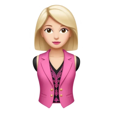 a stylish women’s vest, sleeveless, elegant and decorative design, in a bright pink color with small cute details, feminine and fancy look, no background sticker