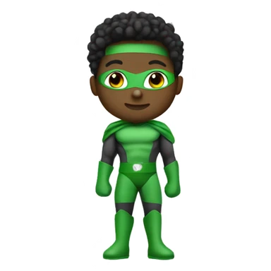mini superhero with green clothes sayin hello sticker