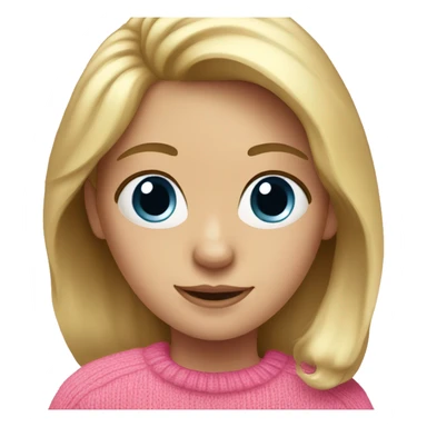 girl with blond hair, pink sweater, ipad sticker