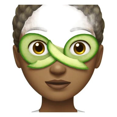 Girl with freackles Brown hair and white skin wears skin care mask Thats Green and two pickle on her eyes sticker