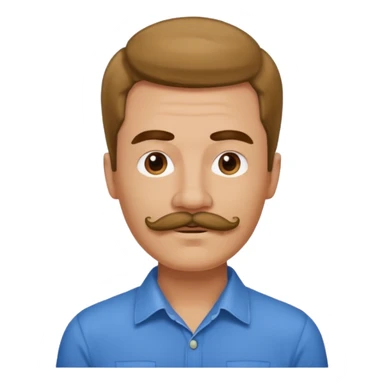 mustached man with hair till the neck and colored shirt sticker