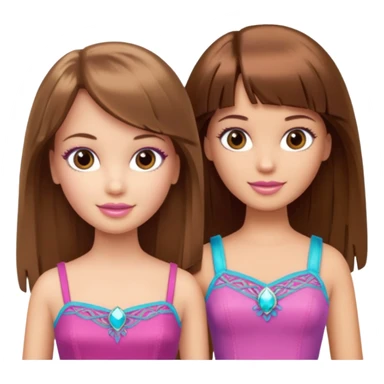2 girls best friends one is barbie merliah summers and the other is a girl with brown hair and brown fringe and light brown eyes  sticker
