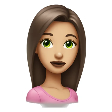 green eyed girl with pink big juicy glossy lips and long smoth brown hair sticker