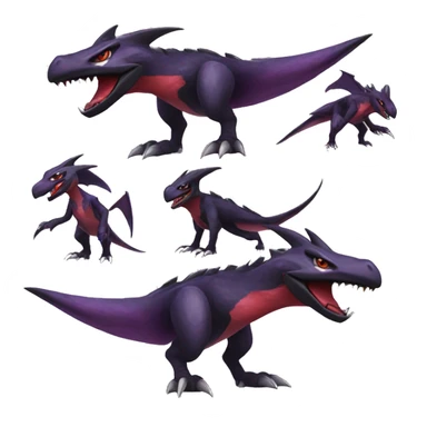 Black Cool Edgy Nargacuga-Garchomp-Noivern Fakémon  with White and Red and purple and black Edgy markings sticker