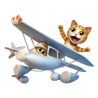 Crazy cat flying a plane sticker