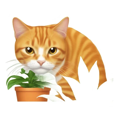 Orange cat eating houseplant  sticker