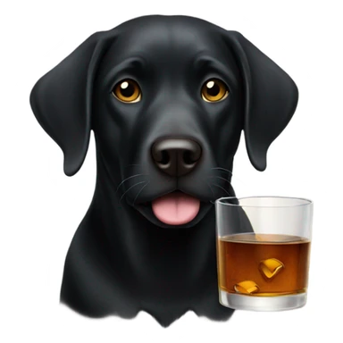 Black Labrador drinking whiskey  sticker