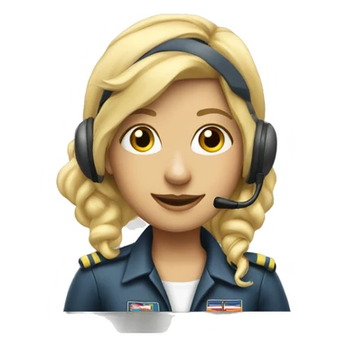 Blonde Pilot girl with nose headset sticker