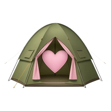 Refuge tent in the shape of a heart with olive green and light pink sticker