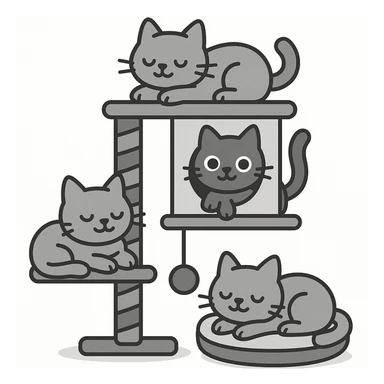cats relaxing in a vertical playhouse sticker