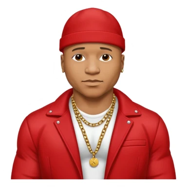 LL Cool J shirtless with necklace, red jacket sticker