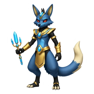 Black Dark Furry Fluffy Shiny Futuristic Cyber-Lucario-Anubis-fusion full body sticker