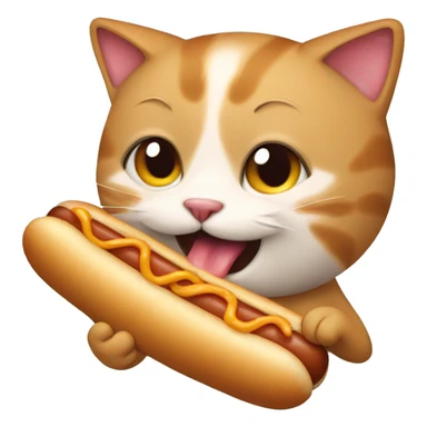 Cat eating a hotdog sticker