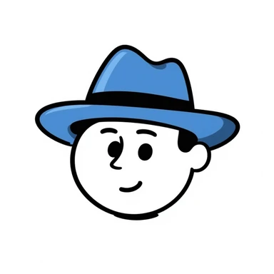 emoji head in blue panama hat, ios 18 style sticker