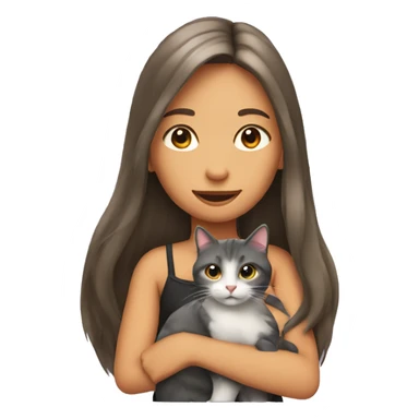 Long hair girl holding a cat  sticker