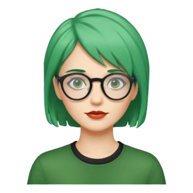 woman with green hair and glasses sticker