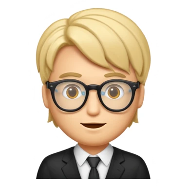 Erstelle mir eine Emoji von einem Jungen. Hautfarbe Bräunlich, Jung und Gutaussehend, mit durchsichtiger Brille und playboy Frisur  sticker
