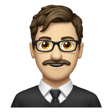 nerd teen  brown hair and moustache hacker computer , monobrow  sticker