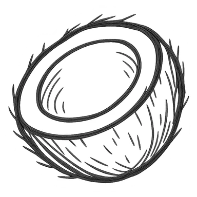 coconut cut in half, minimalist style, simple lines sticker