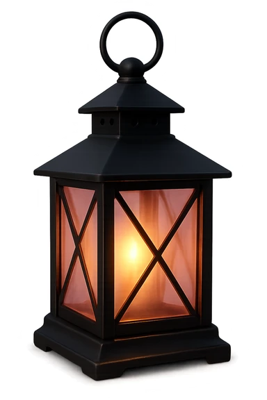 black and pink lantern with glowing light, no background sticker