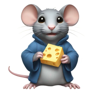 A rat holds in his hands a piece of cheese with the inscription "Alinght" sticker