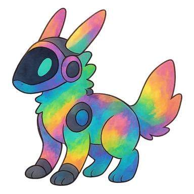 exotic tropical iridescent colorful nebula rainbow gradients cyber-Protogen-Fakémon-Pokémon sticker