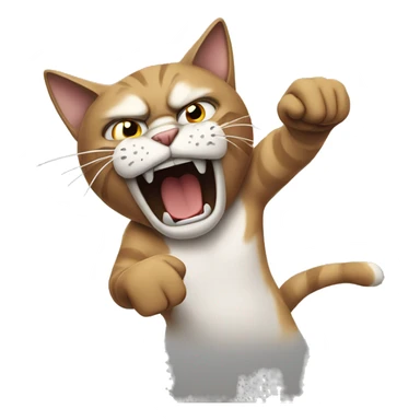 angry cat punching air sticker