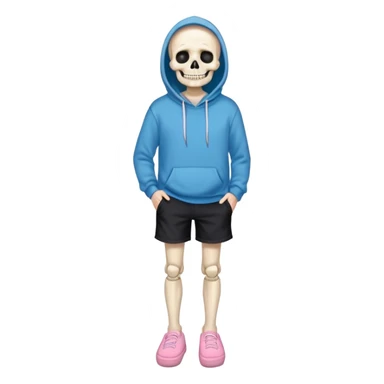 Sans The Skeleton, Blue Hoodie-Sweater, Grin, Pink Slippers, Black Shorts sticker