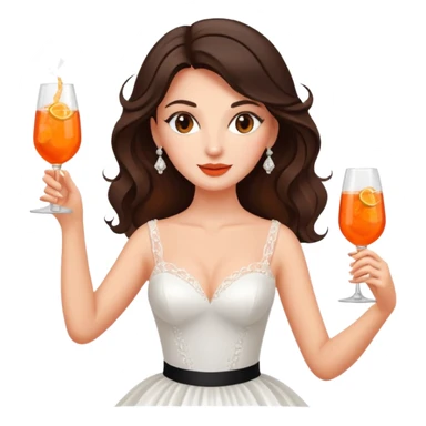 Brunette bride dancing with aperol spritz sticker